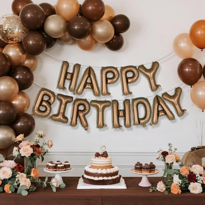 Happy Birthday Balloons Banner, Foil Balloon Personalized Name Letters Balloons Sign Birthday Party Decorations for Women Men Boys Girls Cream