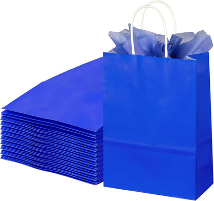BLEWINDZ 32 Pieces Gift Bags with 32 Tissues, 8 Colors Party Favor Bags with Handles, Rainbow Gift Bag for Wedding, Birthday, Party Supplies and Gifts