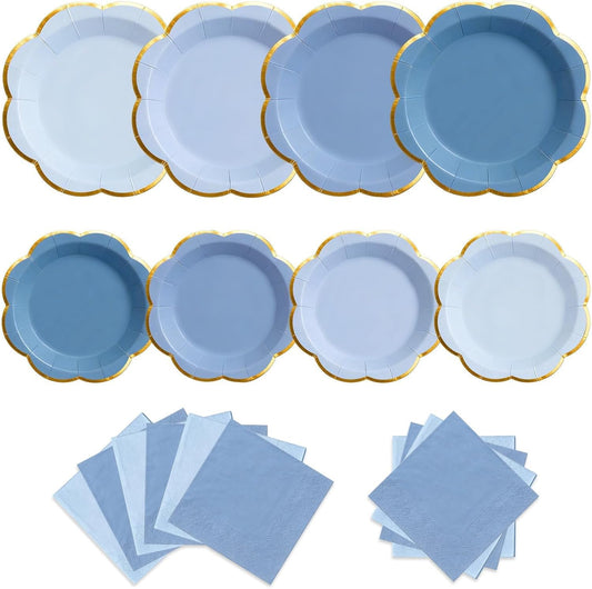 Sage Green Plates and Napkins Party Supplies for 20 Guests,Green Scalloped Paper Plates with Gold Rim, Elegant Disposable Tableware Set for Birthday,Baby Shower, Wedding, Bridal & Tea Party,60 PCS
