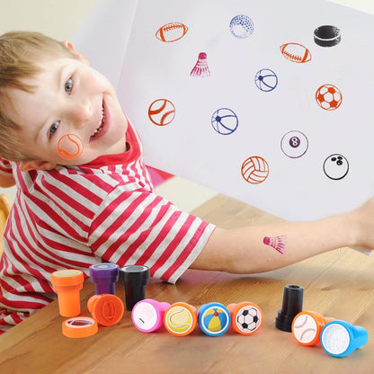 24 PCS Camp Party Favors Camping Adventure Mini Stamps Colorful Self Inking Stamps Camping Themed Party Favors for Boys Girls Student School Classroom Rewards Carnival Prizes Supplies