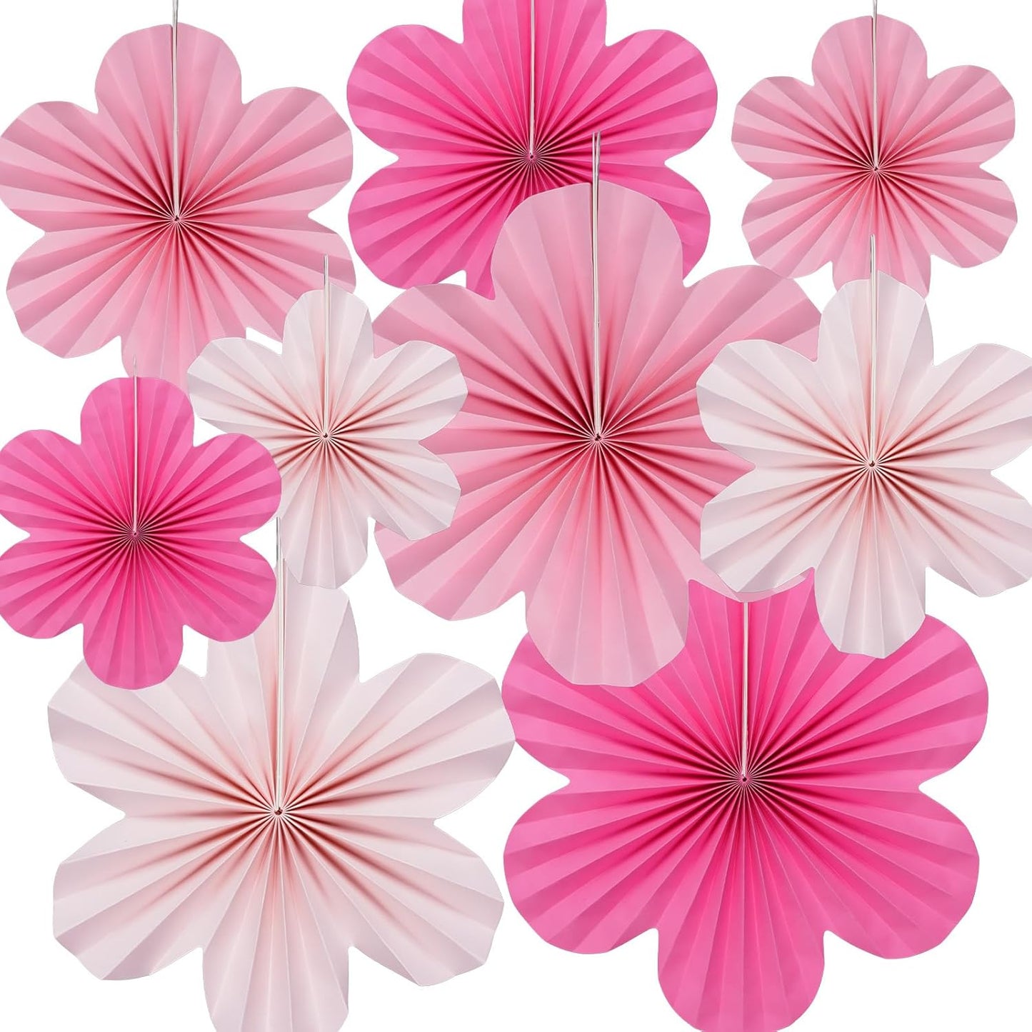 choyaxo 9pcs Paper Flower Paper Fan Floral Backdrop Flower Wall Decor for Party Wall Decorations