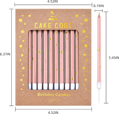 Pink Gold Long Thin Birthday Candles, Cake Candles, Birthday Parties, Wedding Decorations, Party Candles