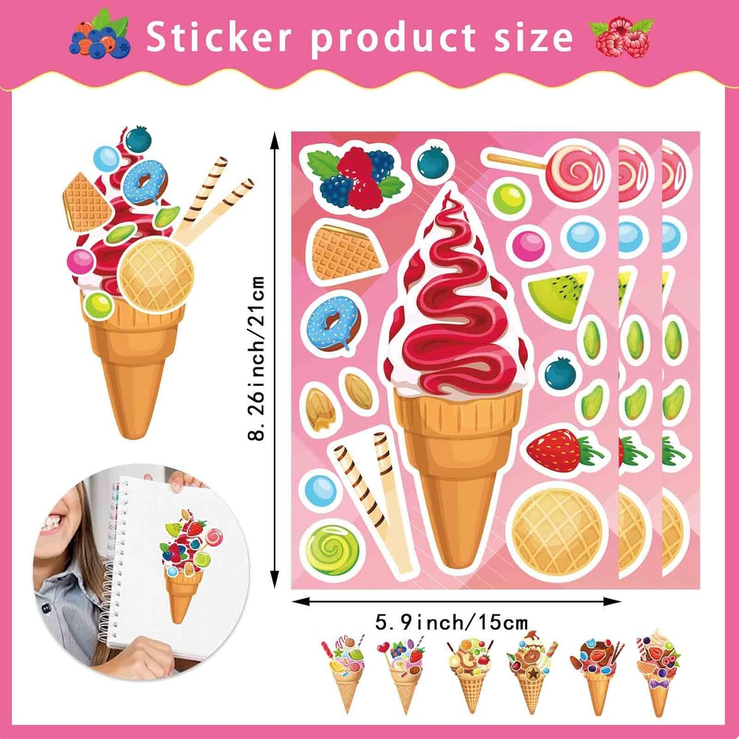 24 Sheets Make a Face Stickers for Kids Toddlers, Make Your Own Animal Mix and Match Sticker Sheets with Sea Animals Horses Dinosaurs Unicorns for Kids Crafts Party Favors Goodie Bags Stuffers