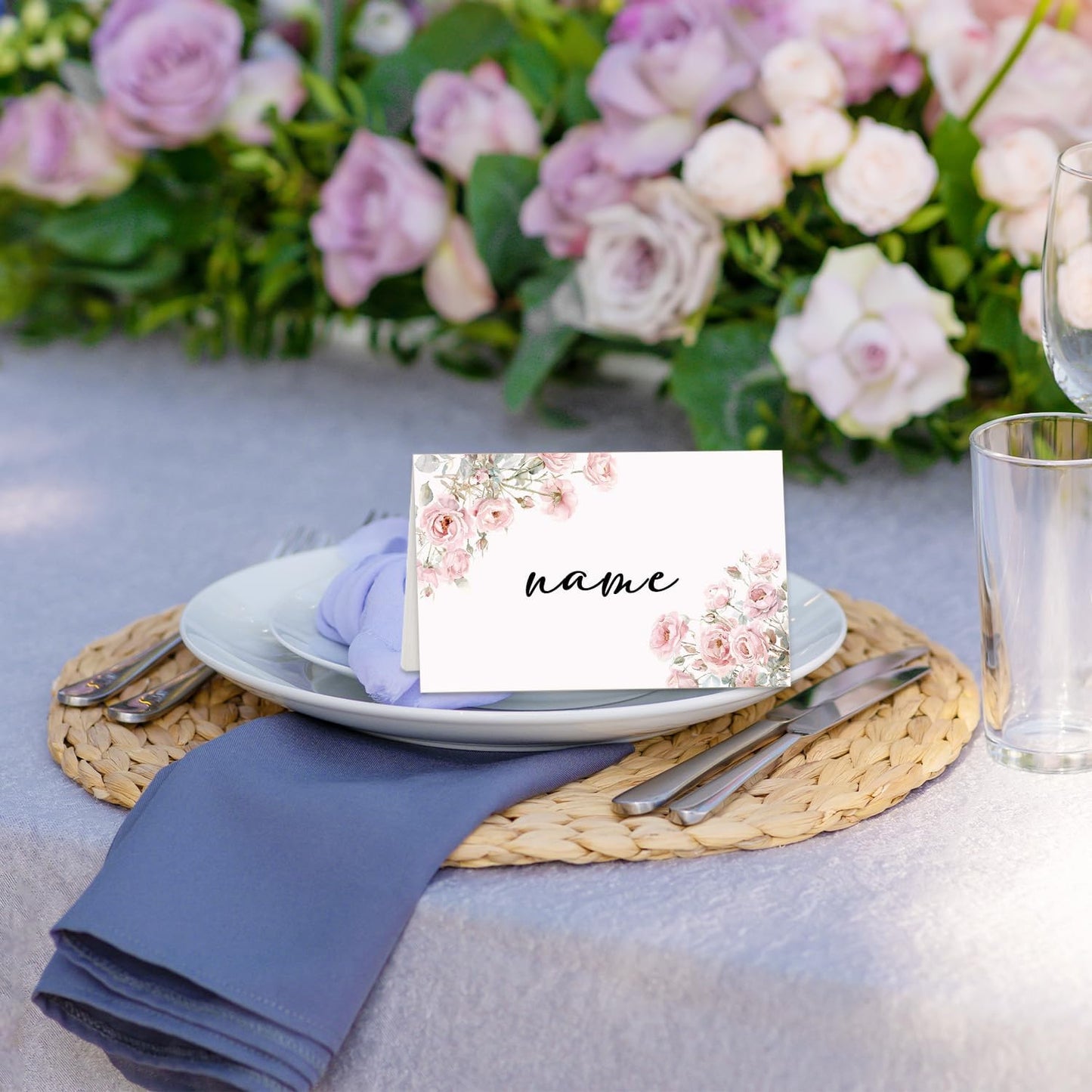 Boho Floral Place Cards for Table Setting, Wedding Placecards, Tent Cards Decor For Bridal Shower Anniversary Party Decorations, 25 Pack Baby Shower Food Name Card, 2 x 3.5" /001