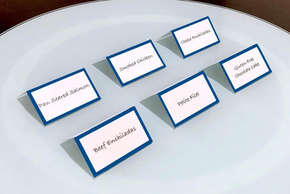 Tented Place Cards - 50 pack - Folded Place Cards are ideal for Wedding Placecards, Buffet food label, Banquet tables, Cocktail Parties, and Name Cards. Made of 14 pt. Matte Card Stock.