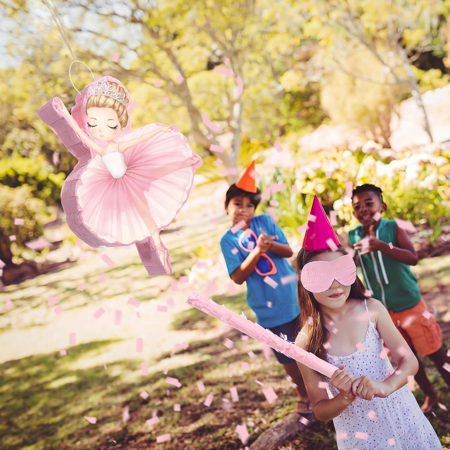 Threan Princess Piñata Fairy Party Decorations Pink Ballet Piñata Ballerina, Birthday Game Set Party Supplies for Girl Princess Theme Baby Shower Butterfly Birthday Supplies Decoration(Fairy)