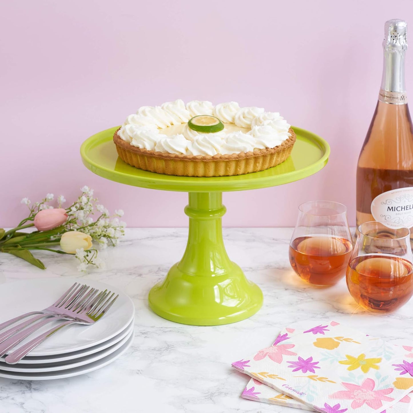 Twine Melamine Cake Stand, Cupcake Display Home Decor Food and Dessert Serving Accessory, 11.5 x 8 Inches, White, Set of 1