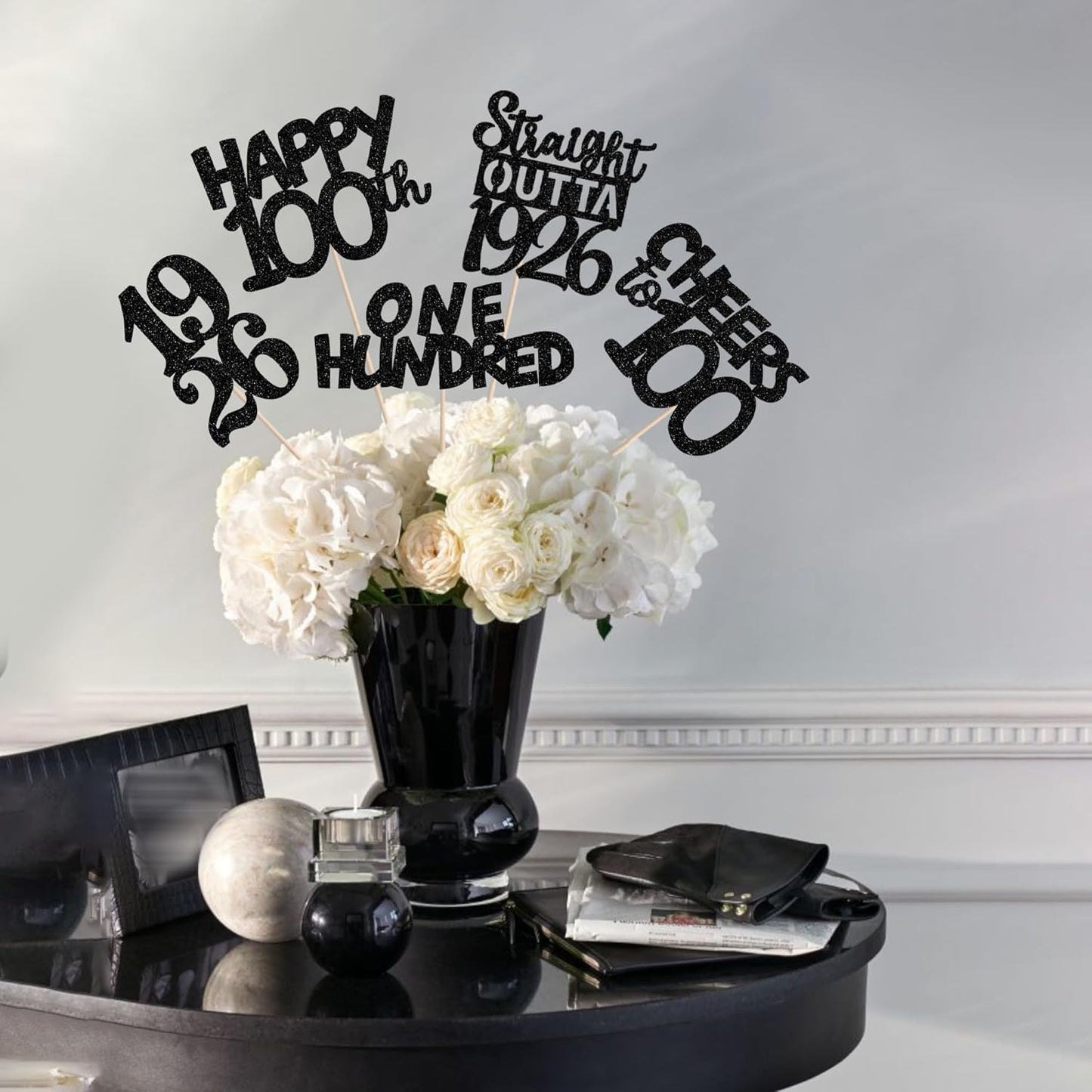 15 PCS 50th Birthday Centerpiece Sticks Fifty Happy 50th Straight Outta 1976 Table Flower Centerpieces Sticks Cheers to 50 Floral Decorations for 50th Birthday Party Centerpieces Supplies Black