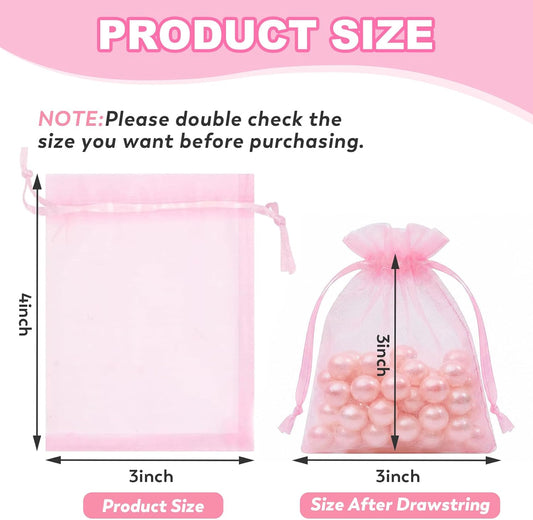 50 PCS Organza Bags 3x4 Multicolor, Small Gift Bags for Jewelry Candy Goodie Treat Sachet, Mesh Gift Bag Drawstring for Wedding Mother's Day Baby Shower Party Favors, Gifts Wrapping Supplies