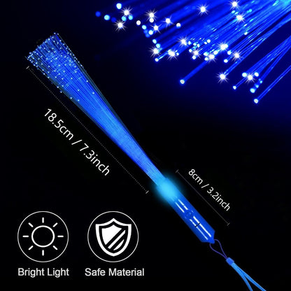 12 Pack Blue Glow Fiber Optic Wands Bulk Light Up Wand Glow Sticks with 3 Light Modes for Mardi Gras Carnival 4th of July Halloween Bar Concert Birthday Party Favors