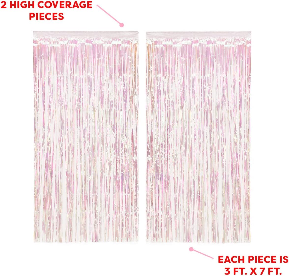 xo, Fetti Decorations Iridescent Fringe Foil Curtain - Set of 2 | Bachelorette Party Bridal Shower Backdrop, Wedding, Birthday Photo Booth
