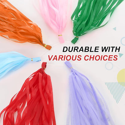 MECCANIXITY 20Pcs Tassel Garland Banner Tissue Paper for Streamers Party Decorations, Valentine's Day Birthday Decor for Women with Rope and Tie Wire (Pink, 14.6Inch)