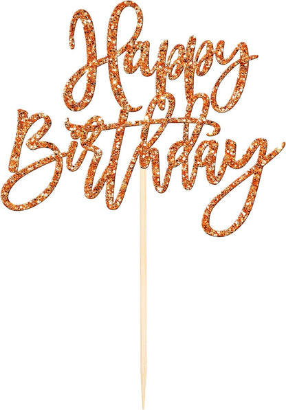 ZHUOWEISM 1 PCS Gold Happy Birthday & Anniversary Cake Topper