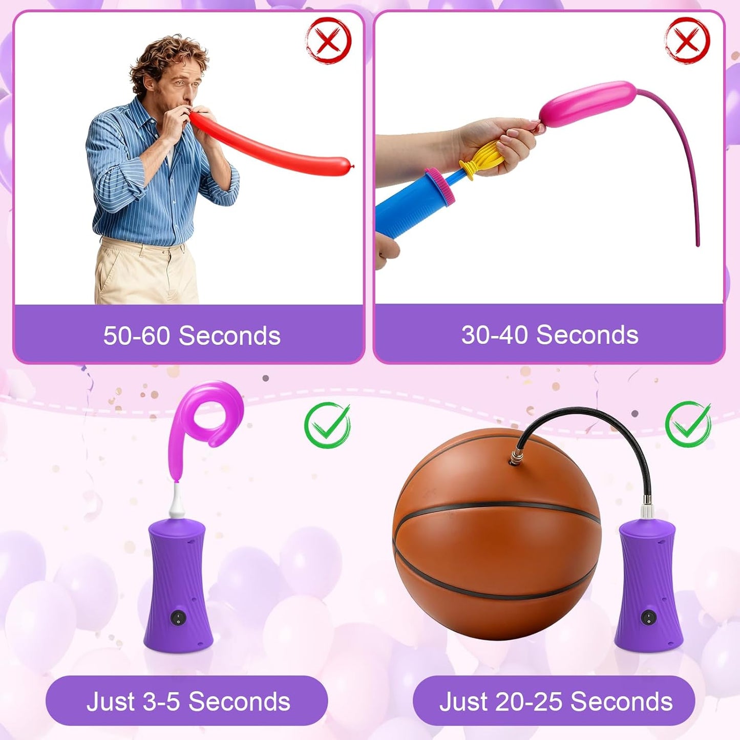Ball Pump Balloon Pumps Electric, Balloon Pump Portable Long Animal Balloon Pump, Electric Blower Machine Inflator Basketball Pump 260 Balloon Pump for Party/Wedding/Birthday Decorations