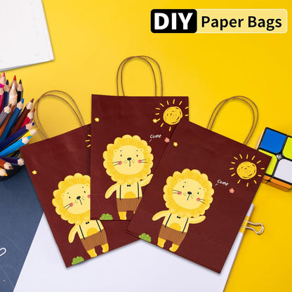 RACETOP 32 Pack Small Paper Gift Bags with Handles, 5.8"×3.2"×8.25" Kraft Paper Party Favor Bags Bulk for Kids Birthday, Baby Shower, Crafts, Wedding, Party Supplies (8 Colors)