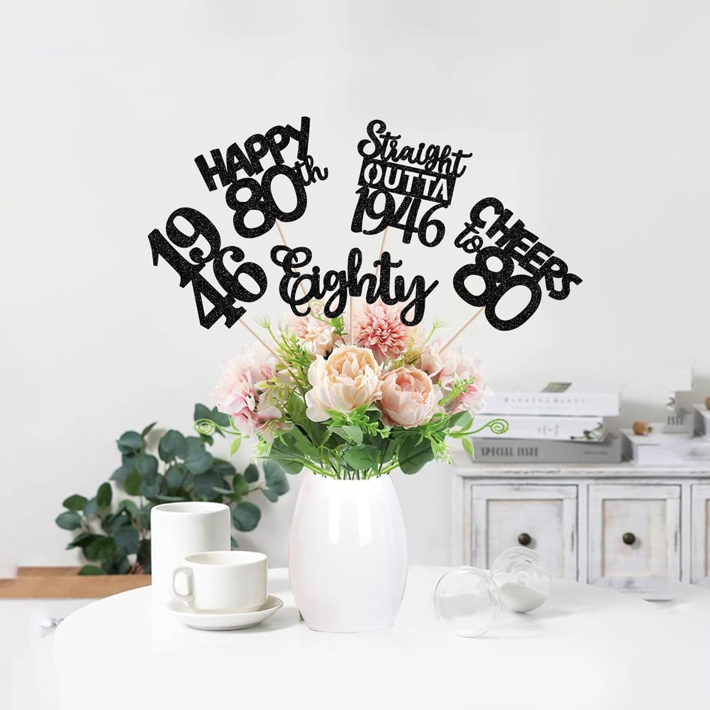 15 PCS 50th Birthday Centerpiece Sticks Fifty Happy 50th Straight Outta 1976 Table Flower Centerpieces Sticks Cheers to 50 Floral Decorations for 50th Birthday Party Centerpieces Supplies Black