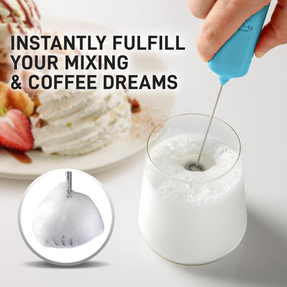 Zulay Kitchen Powerful Milk Frother AA Batteries Included – Ultra Fast Handheld Drink Mixer with Stainless Steel Whisk Stirrer for Coffee, Protein, Matcha & More, Frother Wand Electric Frothmate Black - Colors E