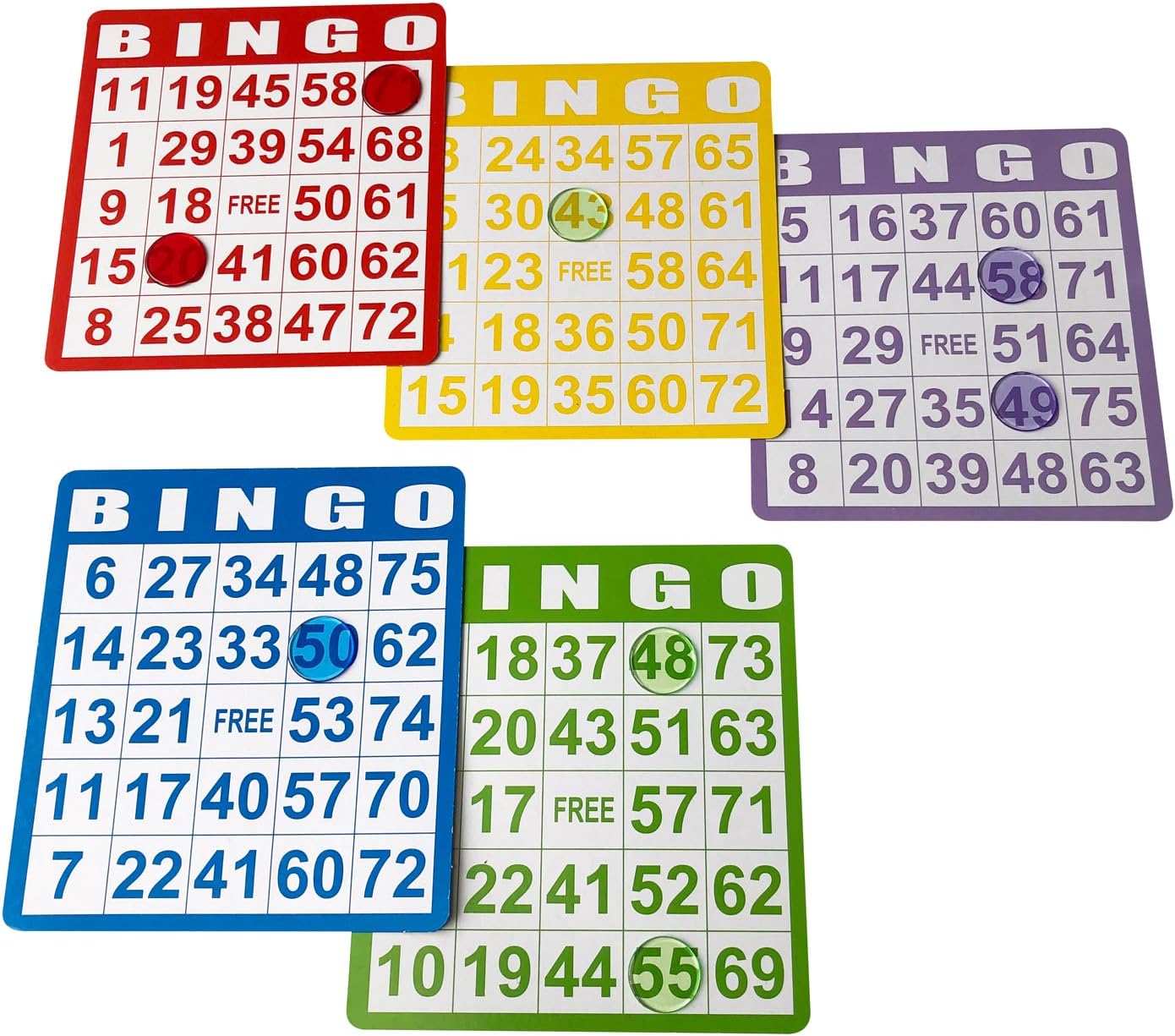 Yuanhe 50 Bingo Game Cards - Bingo Set Kids Party Paper Card Games School Classroom Family Gathering Activity Casino Trip