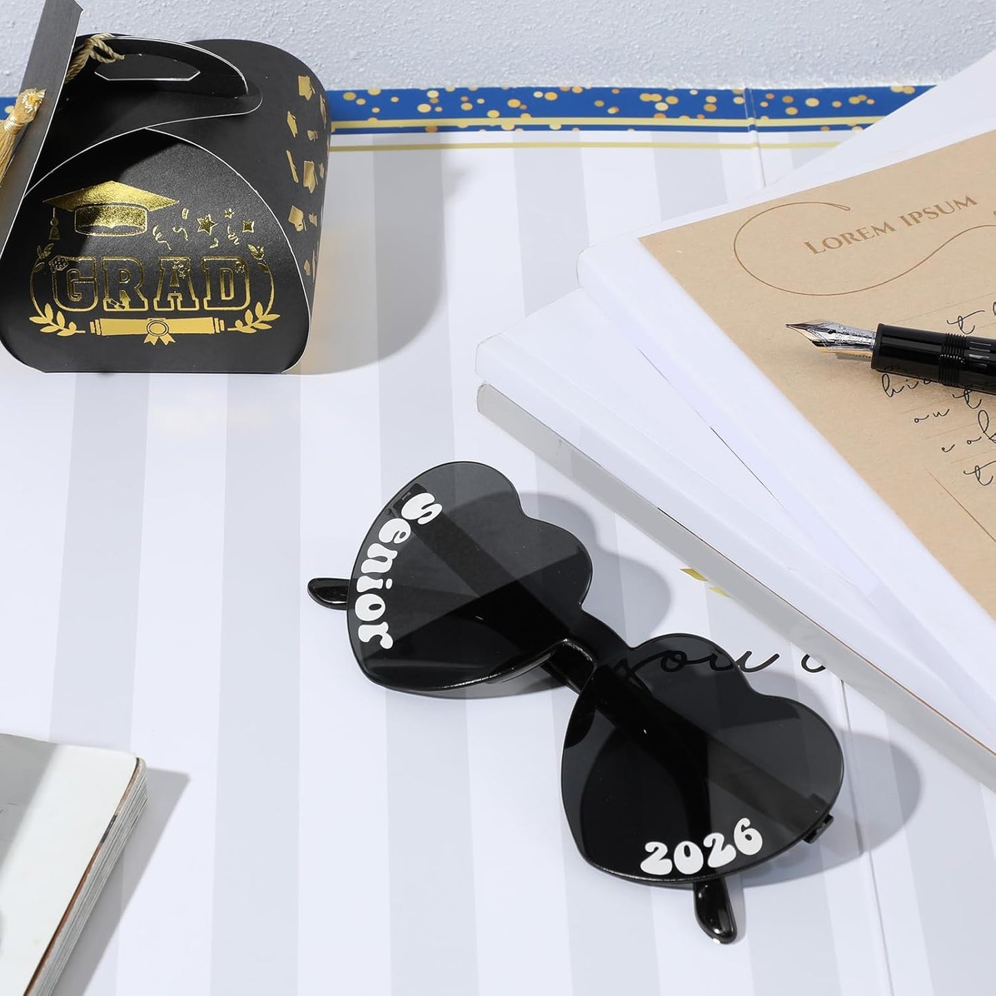 Xuhal 2026 Graduation Glasses Heart Shaped Plastic Eyeglasses Graduation Party Favor Photo Props