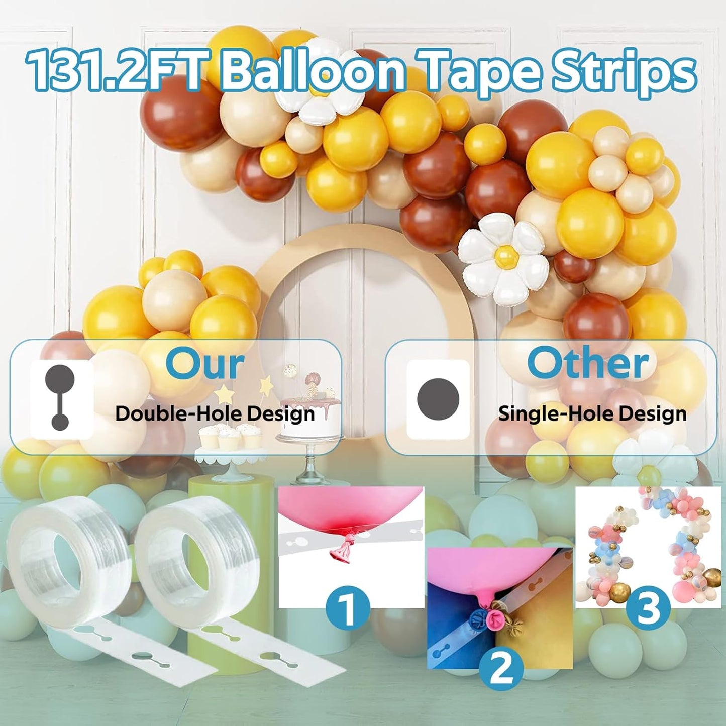 Balloon Arch Kit, 131.2ft Balloon Decorating Garland Strip and 800Pcs Glue Point Dots Tape for Easy DIY Balloon Arch Decorations Balloon Arch, Decorations Making