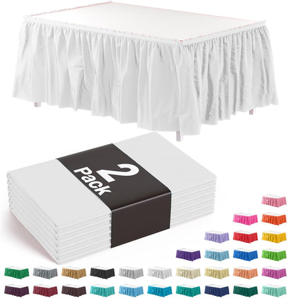 Exquisite Ruffle Table Skirt Black 6 Pack 14 Ft Long Table Skirts for Rectangle Tables 6ft Plus or Round Tables Skirts with Adhesive Strip for Gender Reveal Decor & Happy Birthday Parties