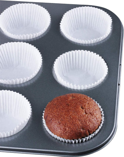 Caperci Standard White Cupcake Liners 500 Count, No Smell, Food Grade & Grease-Proof Baking Cups Paper