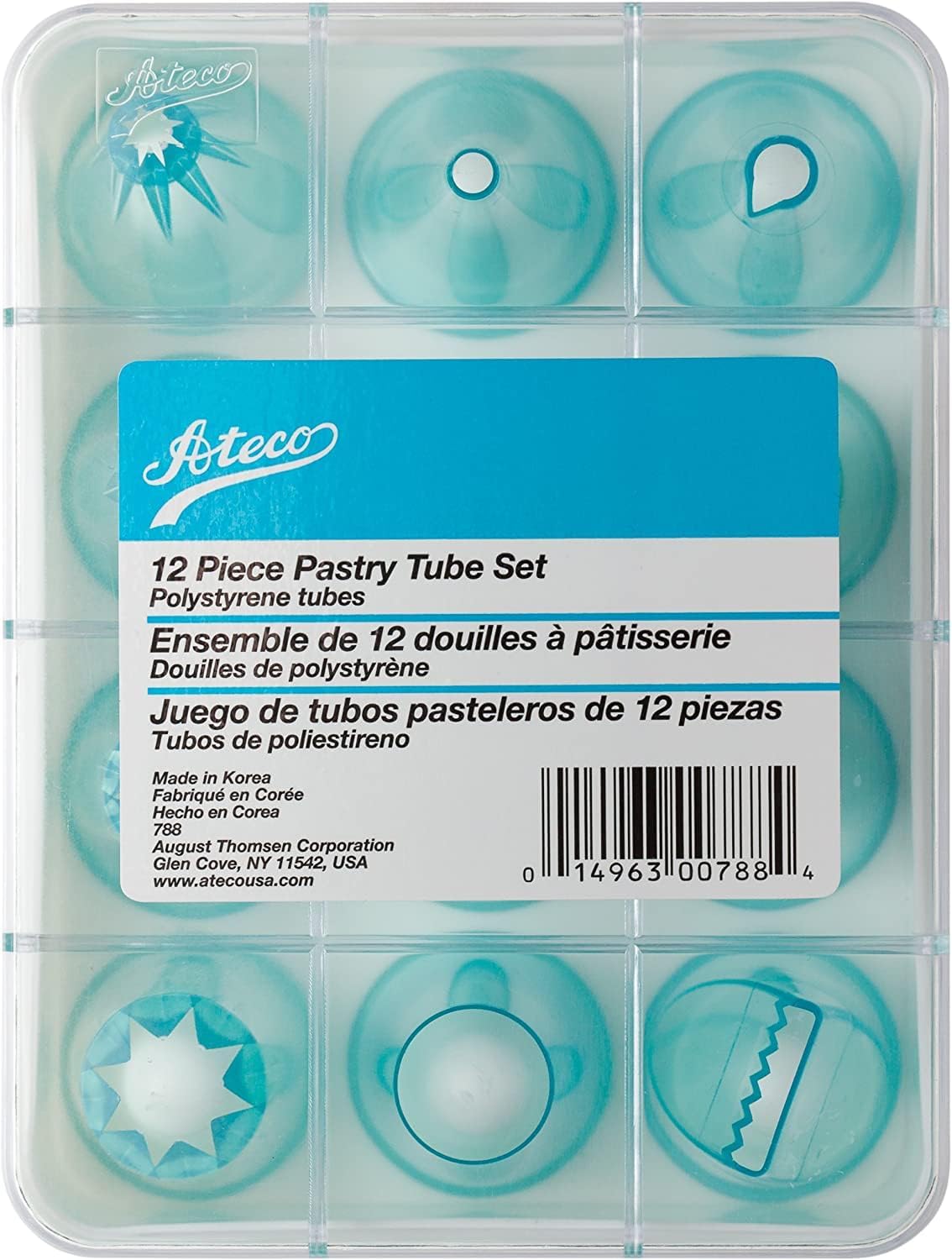 Ateco - 6 Piece Decorating Tube Set, Includes Stainless Steel Tips: 804, 808, 827, 864, 846, 898