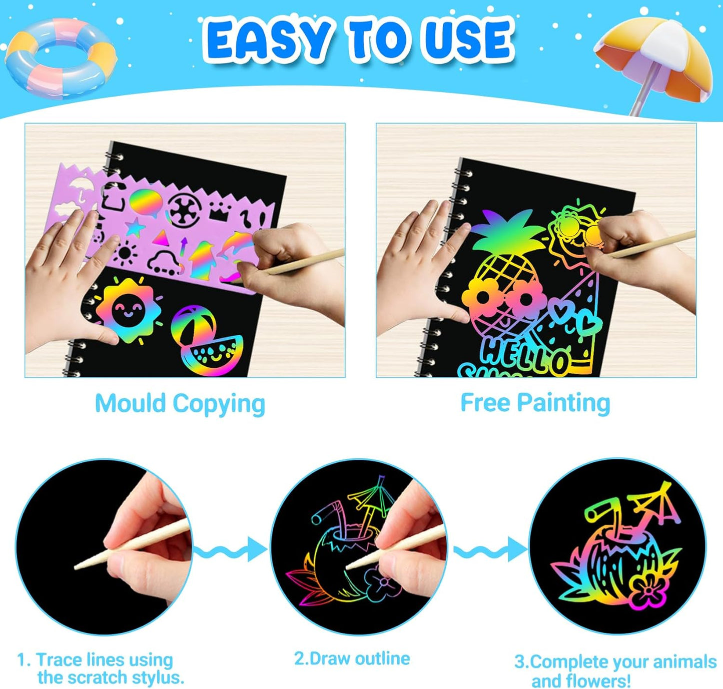 ZMLM 24 Pack Scratch Art Party Favors: Birthday Party Favors for Kids 4-8, Bulk Rainbow Scratch Notebook Paper Pads, Goodie Bags Stuffers Girls Boys Classroom Gifts Crafts Toys