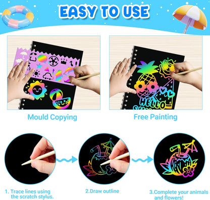 ZMLM 24 Pack Scratch Art Party Favors: Birthday Party Favors for Kids 4-8, Bulk Rainbow Scratch Notebook Paper Pads, Goodie Bags Stuffers Girls Boys Classroom Gifts Crafts Toys
