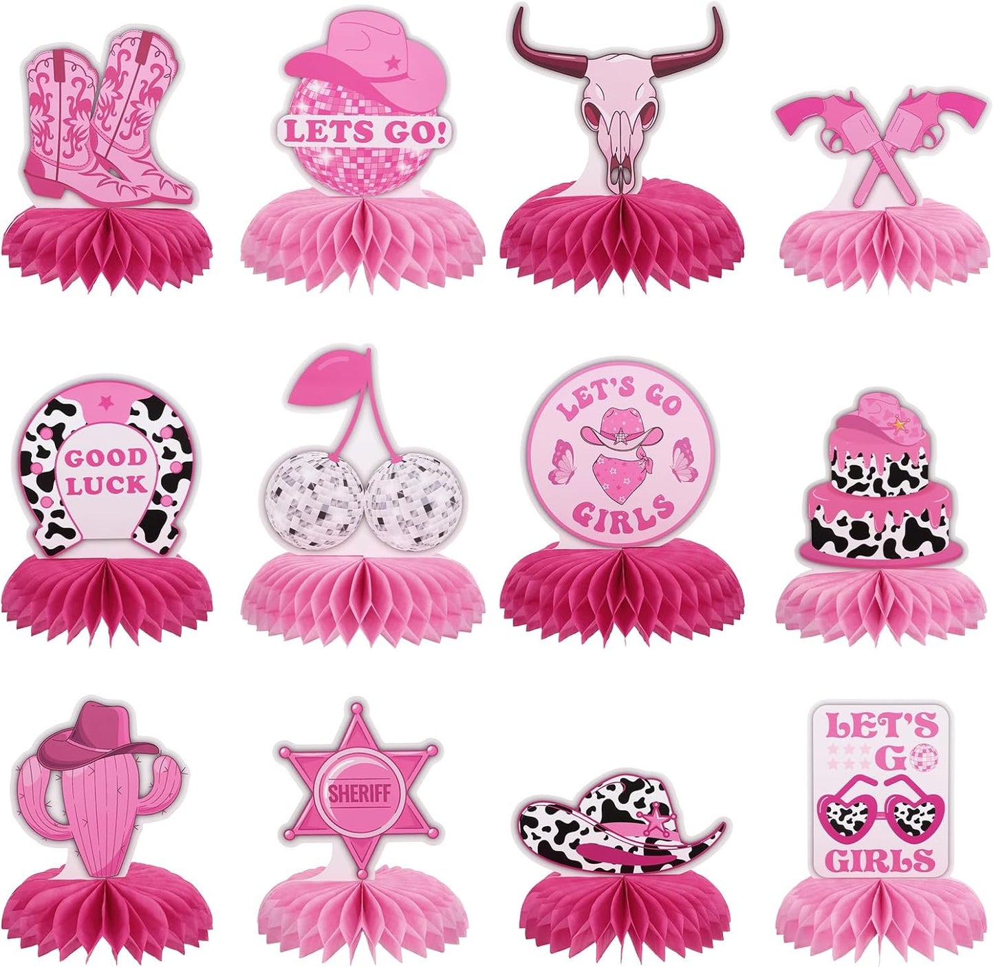 12 Pcs Pink Bow Party Honeycomb Centerpieces Pink Bow Table Centerpieces Coquette Theme Birthday Decorations Bow Party Decorations for Birthday Bachelorette Wedding Mothers Day Party Supplies