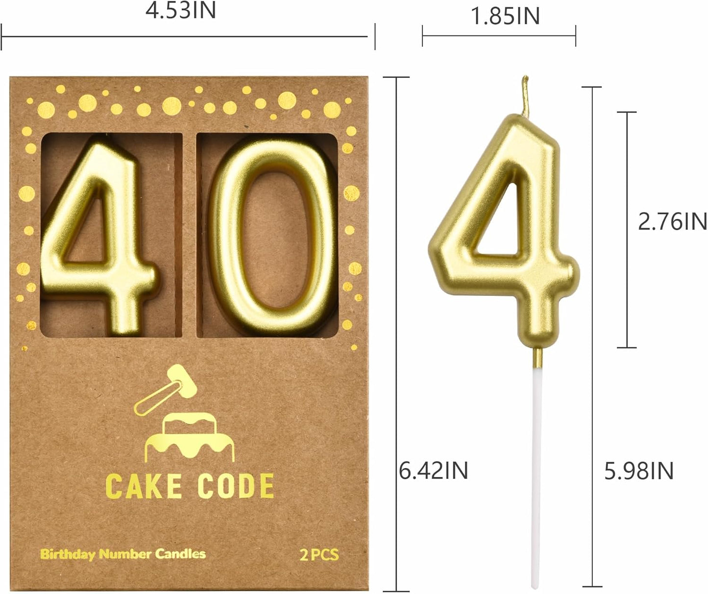 2.76 Inch Classical Gold 5 Number Birthday Candles, Gold Number Candles, Cake Number Candles, Party Celebration