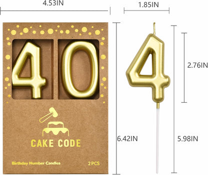 2.76 Inch Classical Gold 5 Number Birthday Candles, Gold Number Candles, Cake Number Candles, Party Celebration