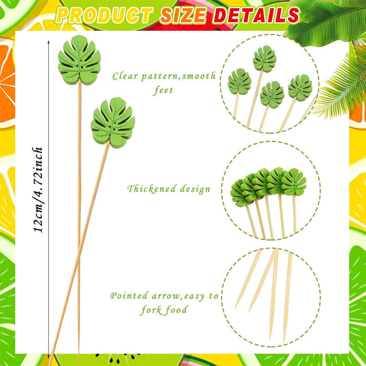 WILLBOND 200 Pcs Tulip Cocktail Picks Long Toothpicks for Appetizers Summer Cocktail Skewers Disposable Fancy Bamboo Food Sticks for Summer Spring Holiday Birthday Party Decoration