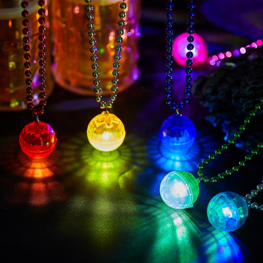 Henoyso 6 Pcs LED Disco Ball Necklaces Light up Necklaces 70s Party Decorations Accessories Women Disco Ball Costume Party Favors for Women Dance Supply