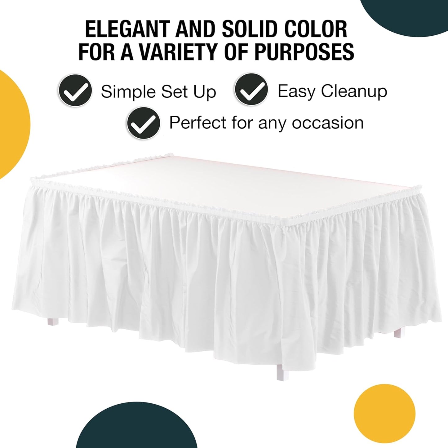 Exquisite Ruffle Table Skirt Pink 6 Pack 14 Ft Long Table Skirts for Rectangle Tables 6ft Plus or Round Tables Skirts with Adhesive Strip for Gender Reveal Decor & Happy Birthday Parties