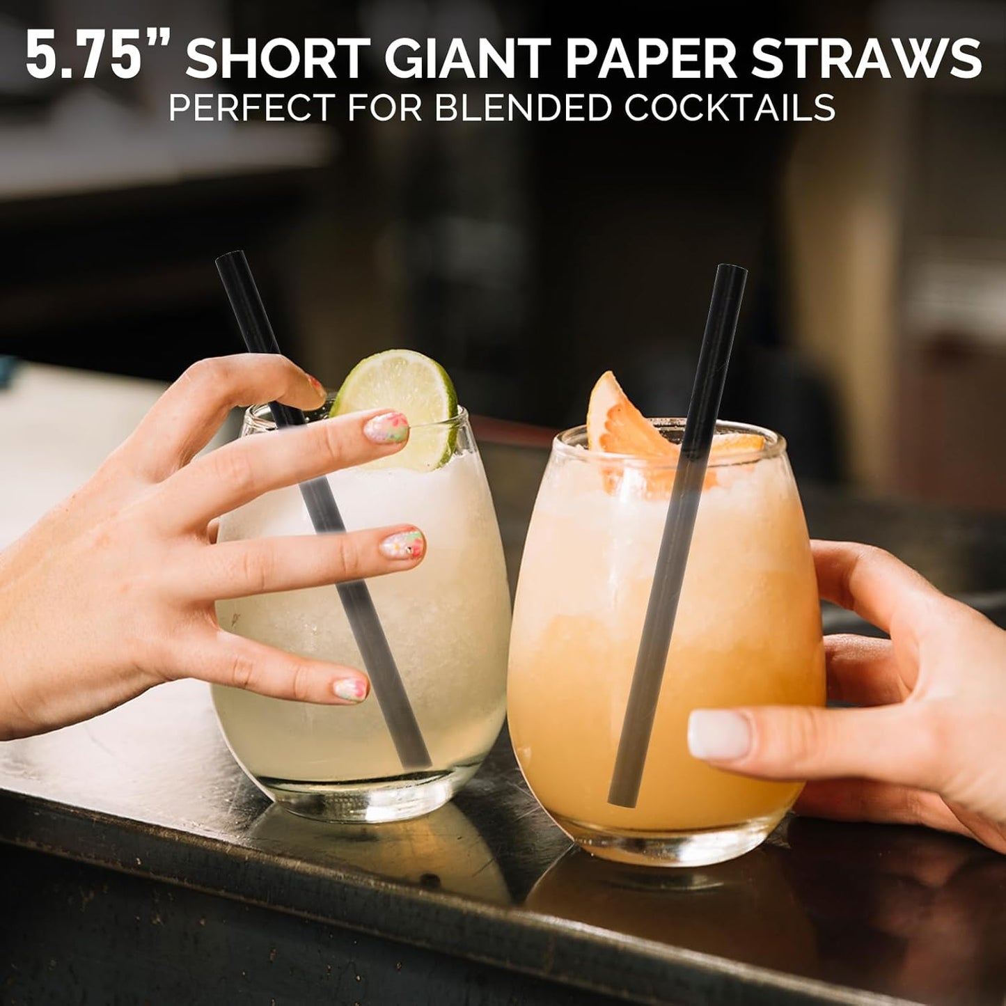 5.75 inch Orange Paper Cocktail Straws, Short Disposable Drinking Straws 500 Counts, Unwrapped - Compostable