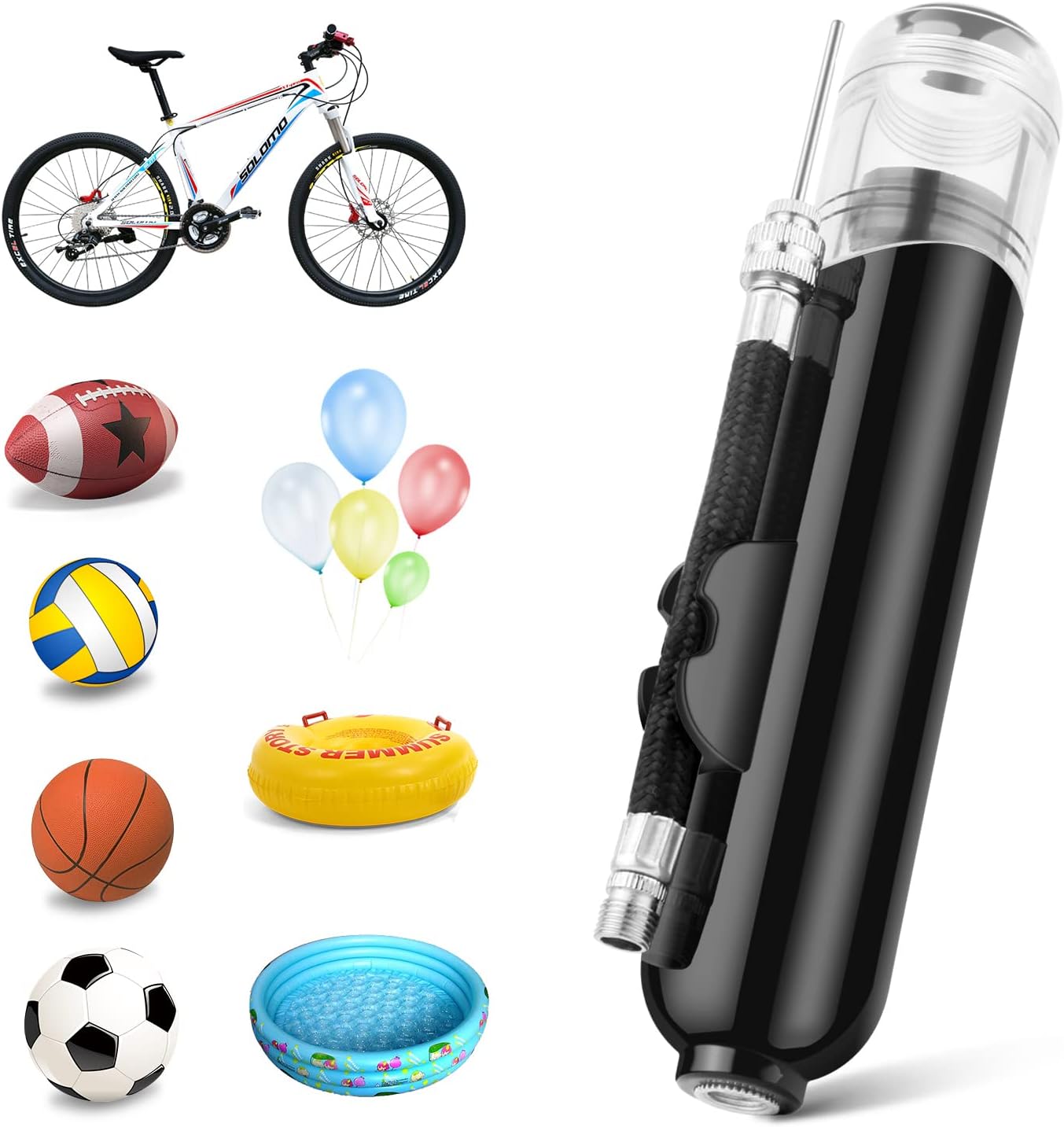 BROTOU Ball Pump, Dual Action Inflate Air Pump with 3 Needles and 2 Nozzles for Soccer Ball, Basketball, Volleyball, Balloons, Bikes