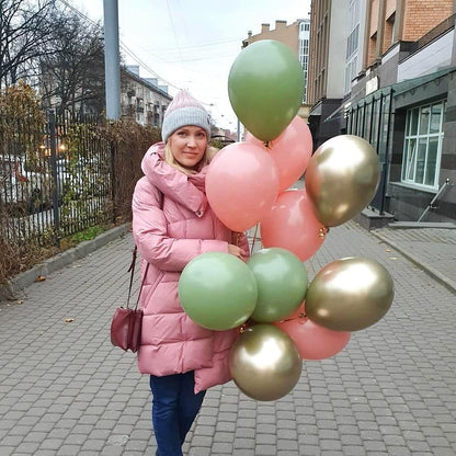 Sage Green and Dusty Pink Balloons, Retro Pink Muted Green White Gold Baby in Bloom Balloons for Girls Women Floral Fairy Wildflower Camping Birthday Woodland Baby Shower Garden Tea Party Decorations