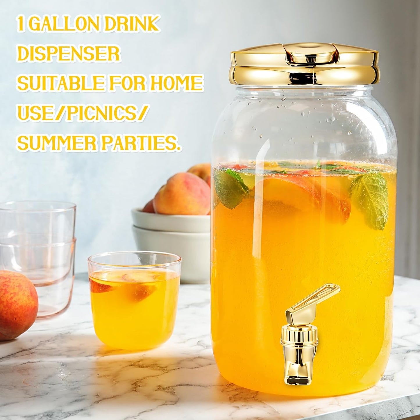 Havawish 2 Pcs 1 Gallon Plastic Beverage Dispenser with Spigot Clear Summer Kitchen Fridge Drink Dispenser for Parties Lemonade Juice Tea Beer Cold Water (Red,Cylinder)