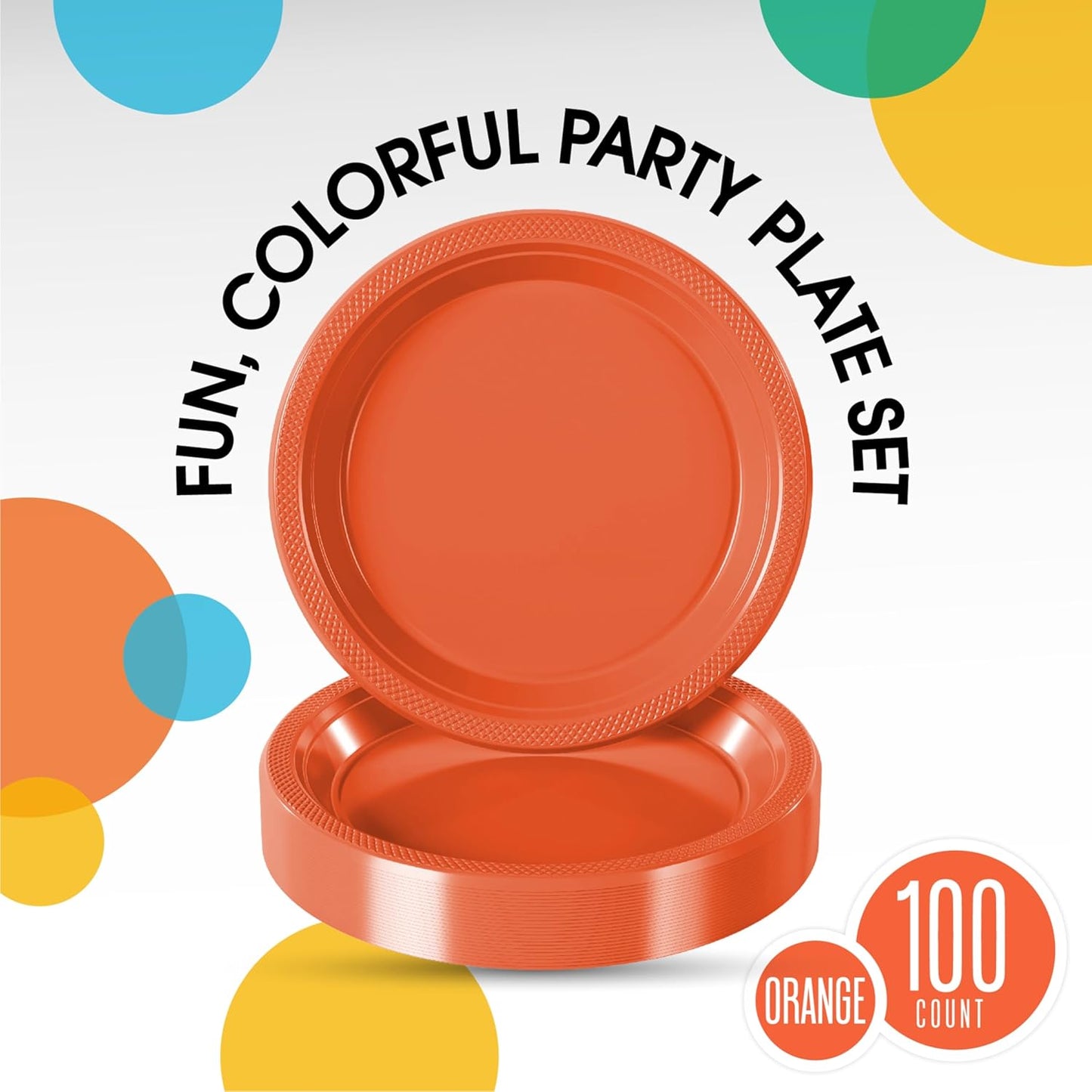 Party Solids Black Plastic Plates For Party 10" Black Disposable Plates For Party Supplies 100 Pcs Plastic Dinnerware Sets Heavy Duty 350 GSM Disposable Dinnerware Set