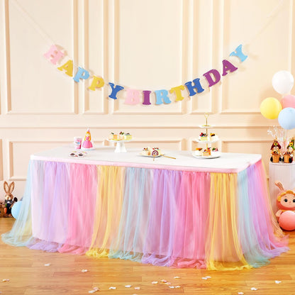Suppromo 6ft Pink Tulle Table Skirt Baby Shower Tablecloth for Rectangle Tables or Round Tables Pink Ruffle Tutu Table Skirts Desk Skirt for Princess Girls Birthday Party Cake Dessert Decorations