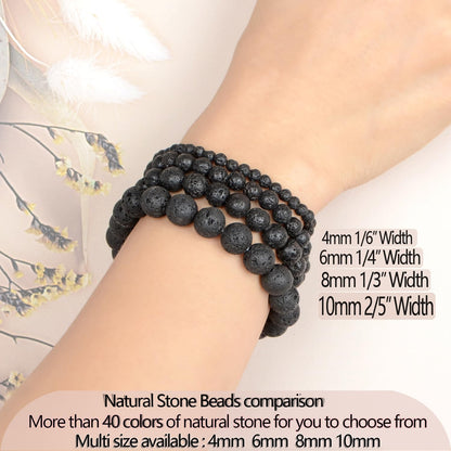 LPBeads Handmade Natural Gemstone Stretch Elastic Bracelet Healing Crystal Round Stone Beads Jewelry Gifts for Women Men