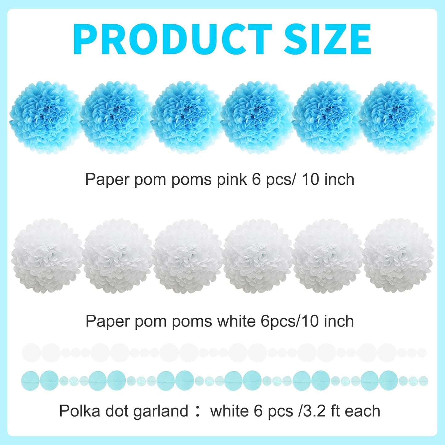 Pastel Tissue Paper Pom Poms Colorful Easter Macaron Kids Birthday Wedding Shower Tissue Flower Hanging Party Supplies(12pcs)