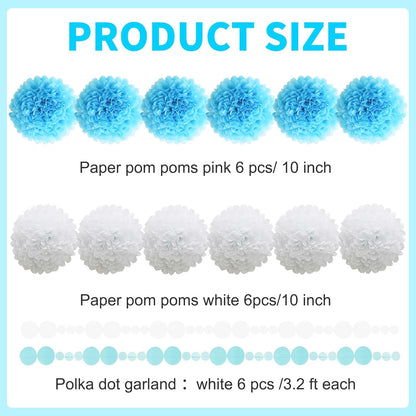Pastel Tissue Paper Pom Poms Colorful Easter Macaron Kids Birthday Wedding Shower Tissue Flower Hanging Party Supplies(12pcs)