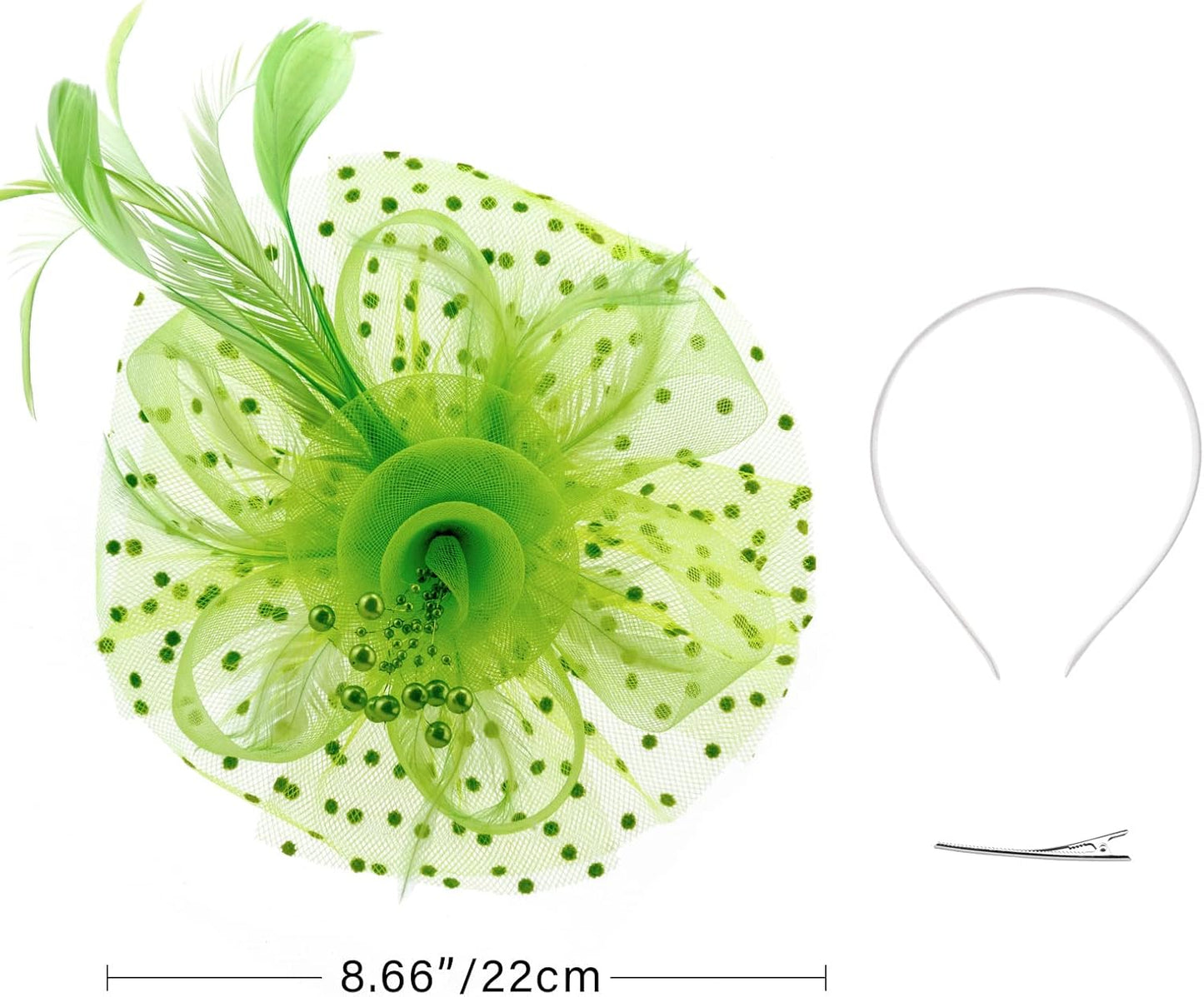 DRESHOW Fascinators Hat Flower Mesh Ribbons Feathers on a Headband and a Clip Tea Party Headwear for Girls and Women - Colors B