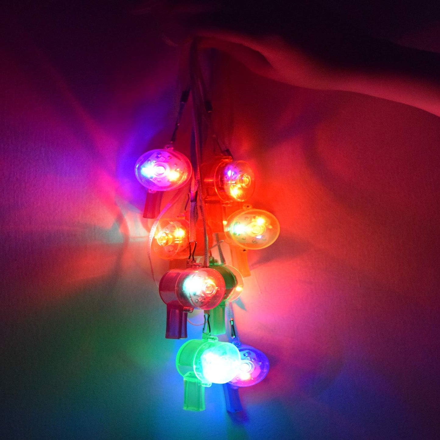 M.best Glow Whistles Bulk Party Supplies - LED Light Up Whistle with Lanyard Necklace Glow in The Dark Fun Party Favors for Kids & Adults,12 Pack