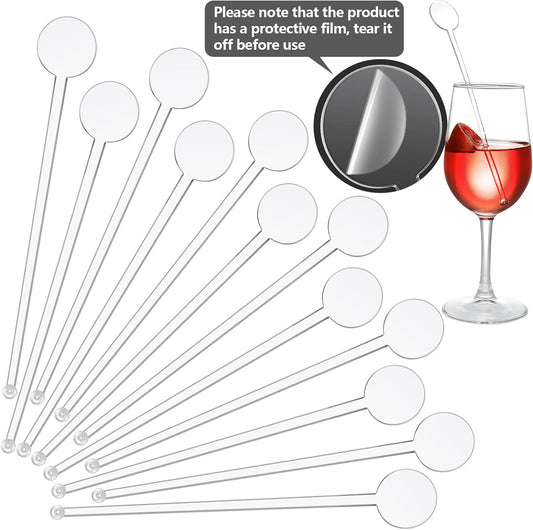 Marsui 240 Pieces 7 Inch Swizzle Sticks for Cocktail Coffee Drink Stirrers Cocktail Stirrers Disposable Stirring Sticks Plastic Disc Top for Mixing Coffee Whiskey Beverage (Clear)