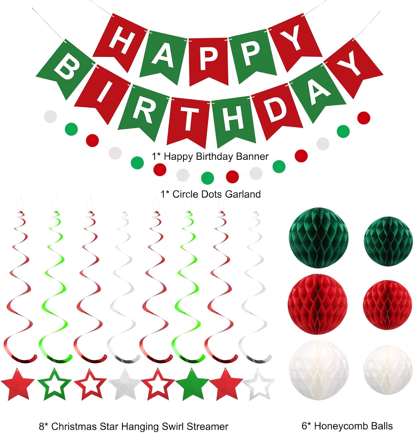 meowtastic Birthday Decorations, Happy Birthday Banner with Honeycomb Balls, Stars Hanging Swirl Streamers, Circle Dots Garland, Happy Birthday Party Decorations for Women Men Boys Girls (Blue)