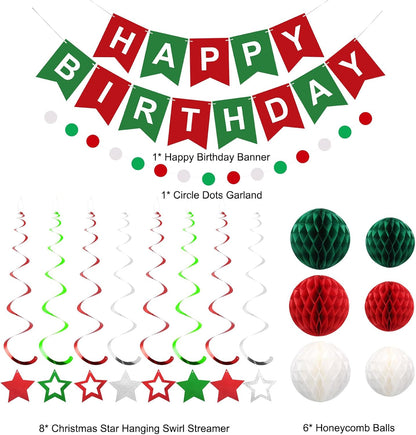 meowtastic Birthday Decorations, Happy Birthday Banner with Honeycomb Balls, Stars Hanging Swirl Streamers, Circle Dots Garland, Happy Birthday Party Decorations for Women Men Boys Girls (Blue)
