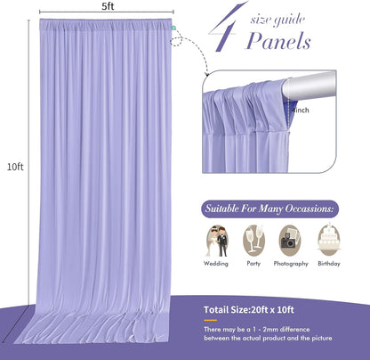 10 ft x 10 ft Wrinkle Free White Backdrop Curtains for Wedding Parties, Polyester Photography Backdrop Drapes for Birthday Parties Stage Backdrop Stand, 2 Panels 5x10FT Background Curtains